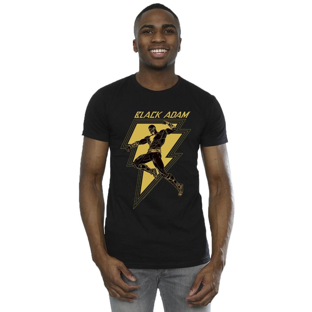 DC Comics Mens Black Adam Golden Bolt Chest T-Shirt