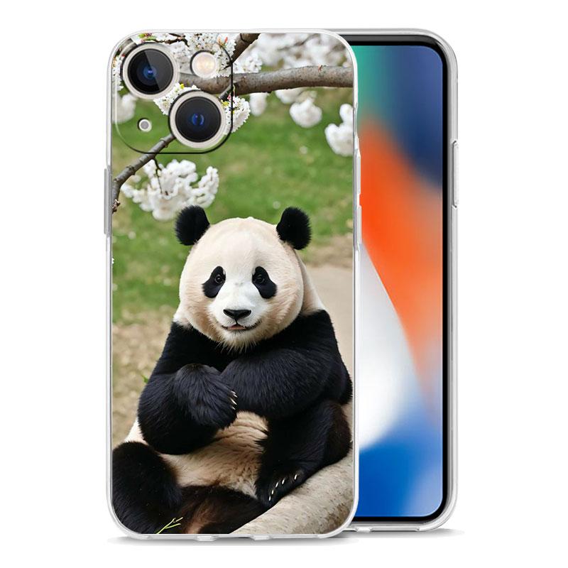 Чехол для телефона iPhone 15 14 13 12 Mini 11 Pro Max XS X XR 7 8 Plus прозрачный противоударный силиконовый чехол TPU Fubao panda