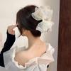 1pc Sweet Organza Reversible Bow Large Hair Claw Commuting Versatile Hair Accessory Suitable for Daily and Party Gatherings