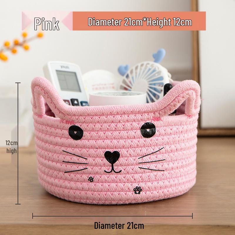 Корзина для хранения на столе из хлопка ручной работы с кошачьими ушками для ключей и разных мелочей