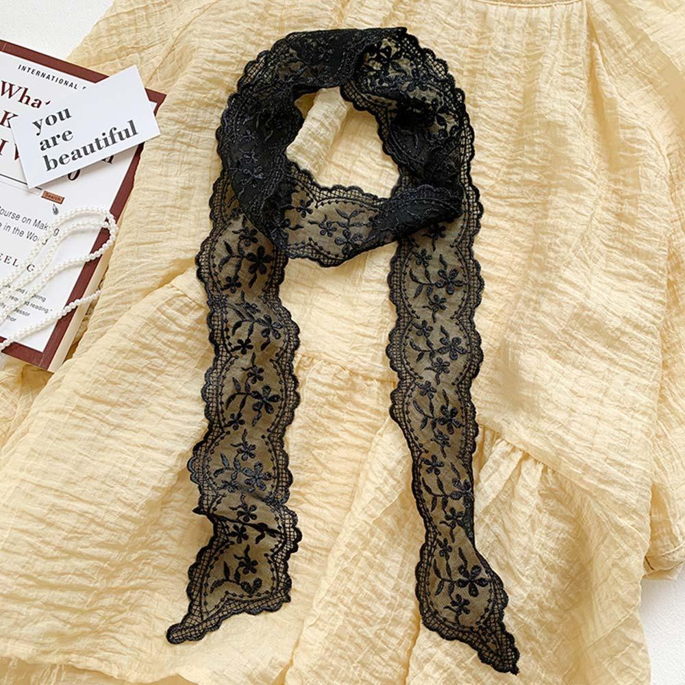 Floral Lace Scarf Elegant Neckerchief Fashion Hair Ribbon for Women