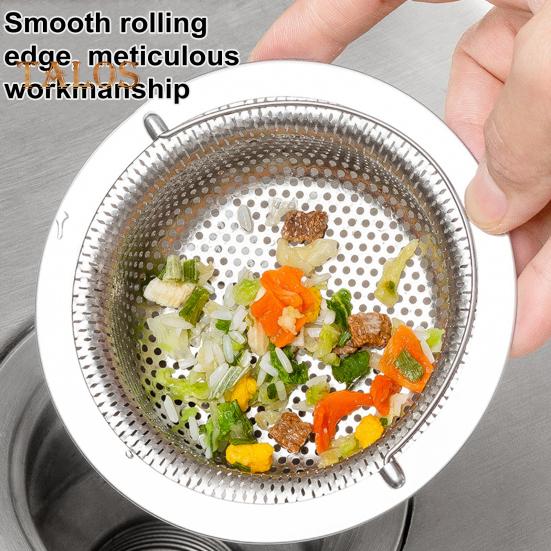 Фильтр для кухонной мойки из нержавеющей стали, большой держатель для пищевых отходов, мелкая сетка, не засоряющаяся сливная корзина, легко поднимаемая ручка, прочный канализационный фильтр