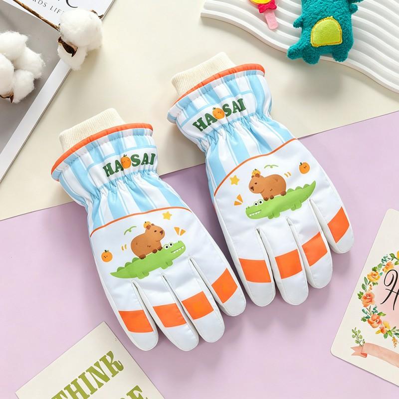 Kids Winter Ski Gloves Windproof Waterproof Thick Fleece Lined Boys Girls Cycling Outdoor Use