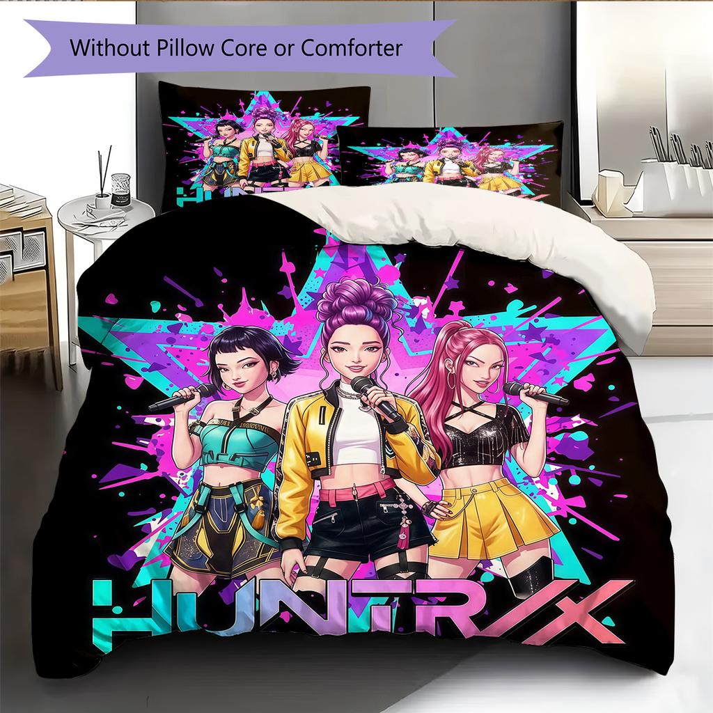 HUNTRIX Pattern Bedding Quilt Set Home Decoration Gift (1 * duvet cover + 2 * pillowcase without core)