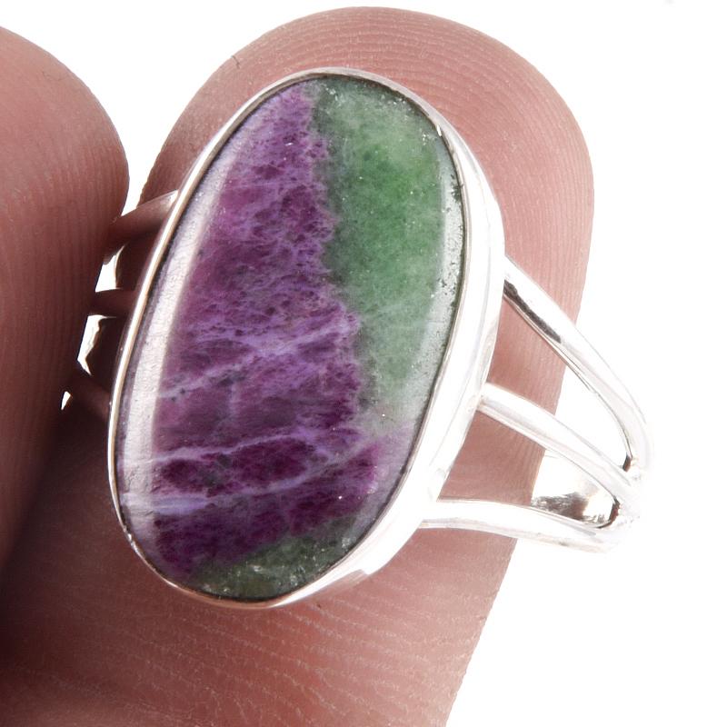 Ruby In Zoisite Handmade Lab-Created 925 Sterling Silver Jewelry Ring S.9.5 m2B47