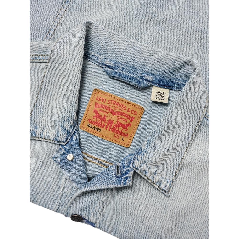 Levis Свободная Удобная Куртка Джинсовая Мужская с Лацканами Однобортная с Длинным Рукавом Светло-Голубая A5782-0051
