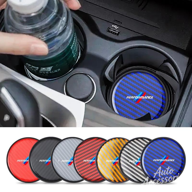 Car Water Coaster Cup Carbon Fiber Drink Anti-slip Pad Accessories For BMW X1 X2 X3 X4 G20 G30 6GT E46 E90 E60 F10 E39 X5 X6 X7 FF35