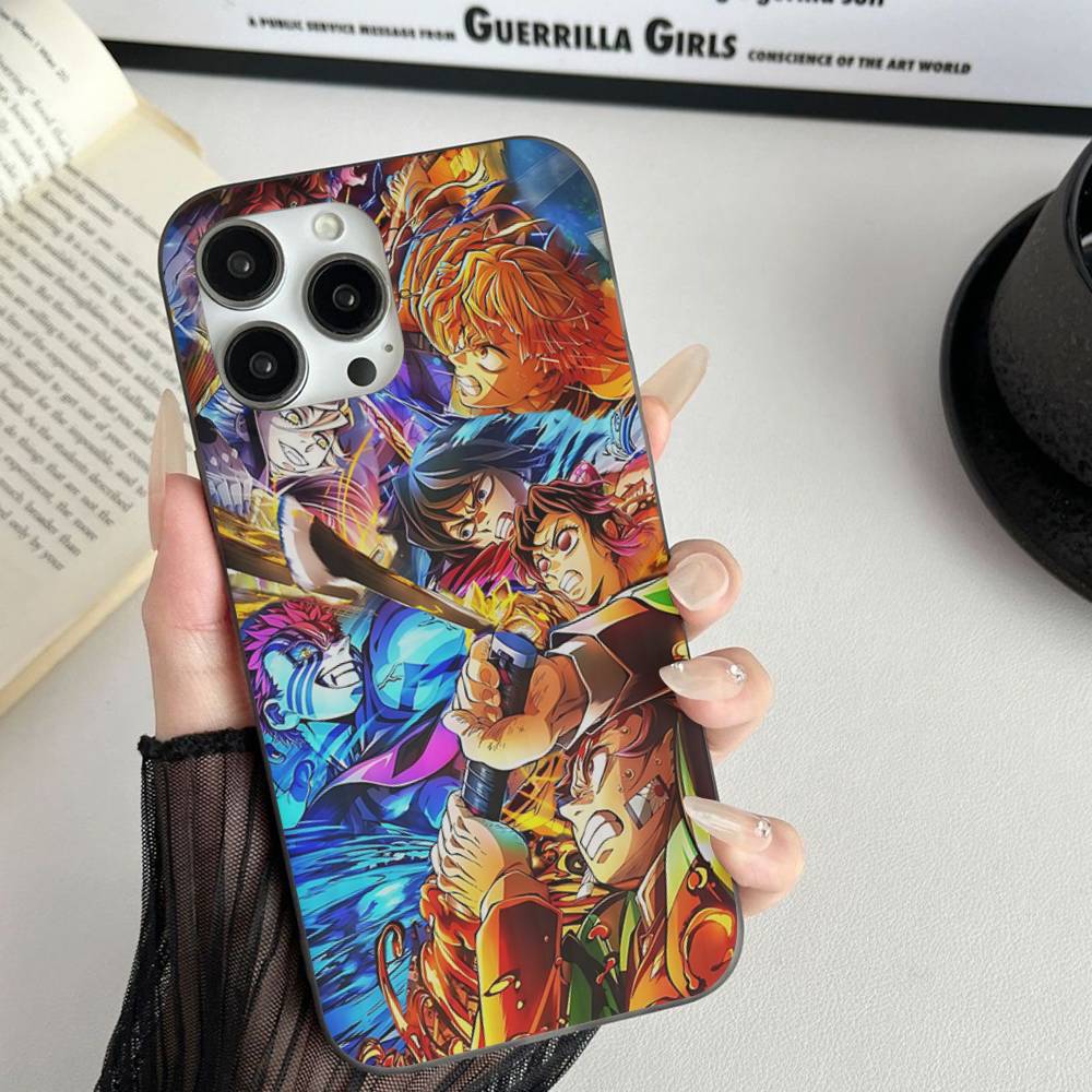 Japanese Anime D-Demon S-Slayer Phone Case For IPhone 17 16 15 11 12 13 14 Pro Max Soft Corrugated Silicone Cover Case