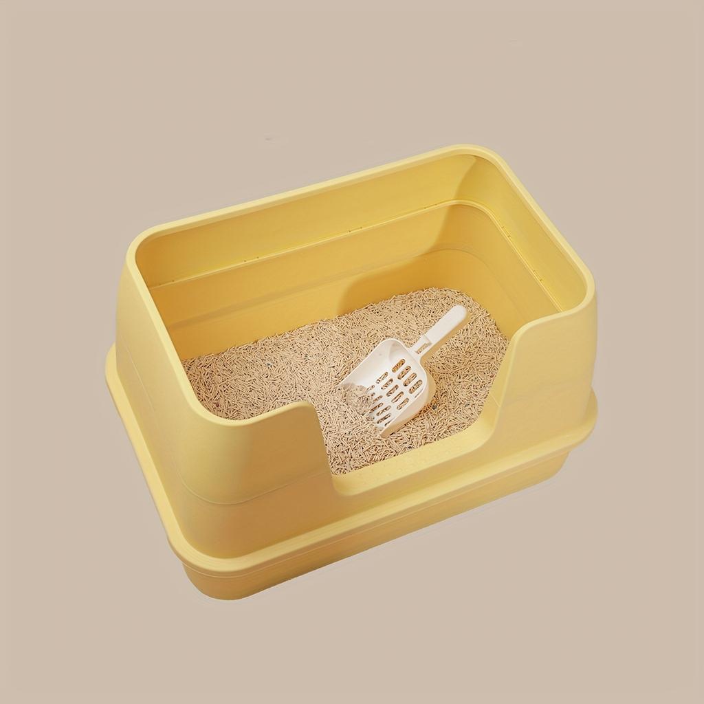 Очень большой ящик для кошачьего туалета с пластиковым совком, ящик для кошачьего туалета с высоким забором, кошачий туалет с легкой очисткой и защитой от брызг, туалет для домашних животных с лопаткой для туалета