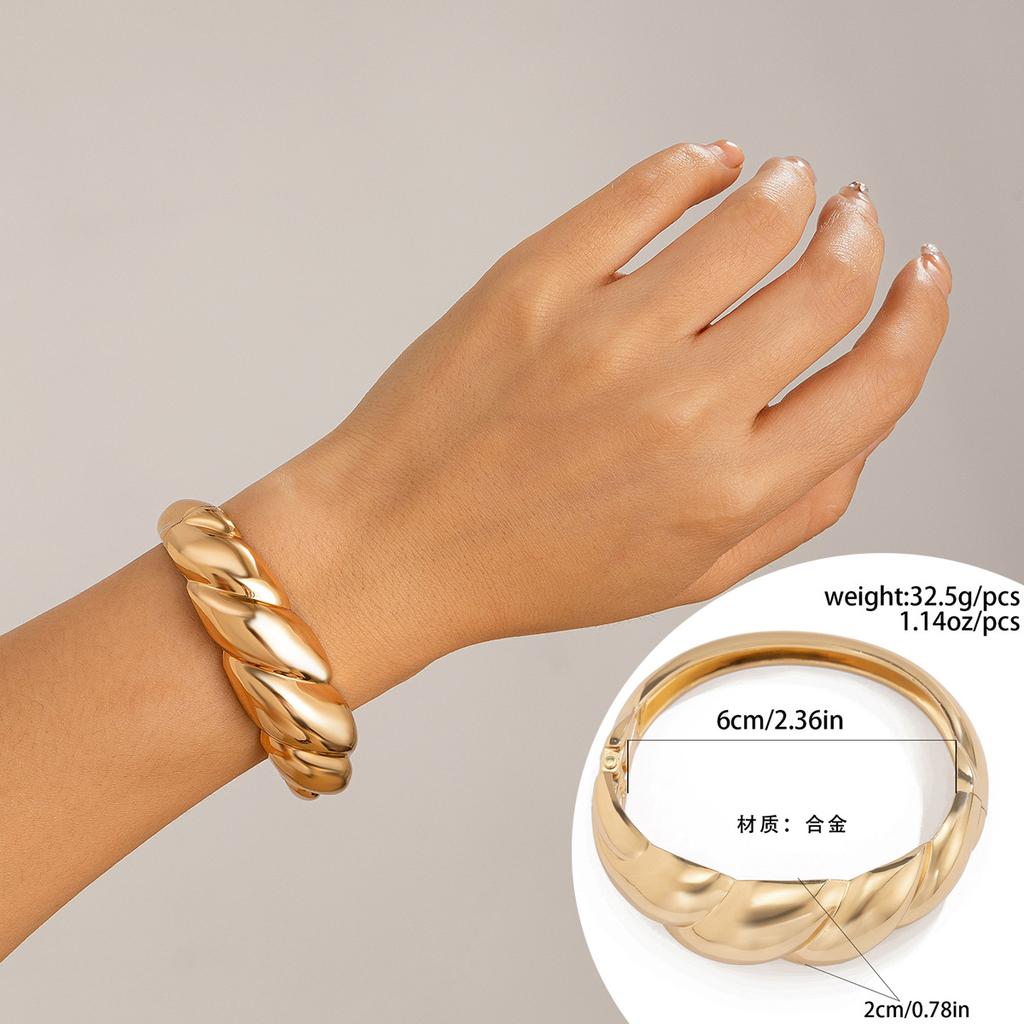 1 Pcs Exaggerated Spring Bangle Open Bracelet Punk Gold Silver Color Hip Hop Geometric Metal Cuff Wide Bangles for Women Jewelry Femme Accessories