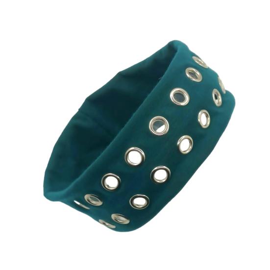 Повязка на голову в стиле панк-рок с декором в виде воздушного глаза, эластичная тканевая повязка с люверсами, аксессуар для волос в стиле панк