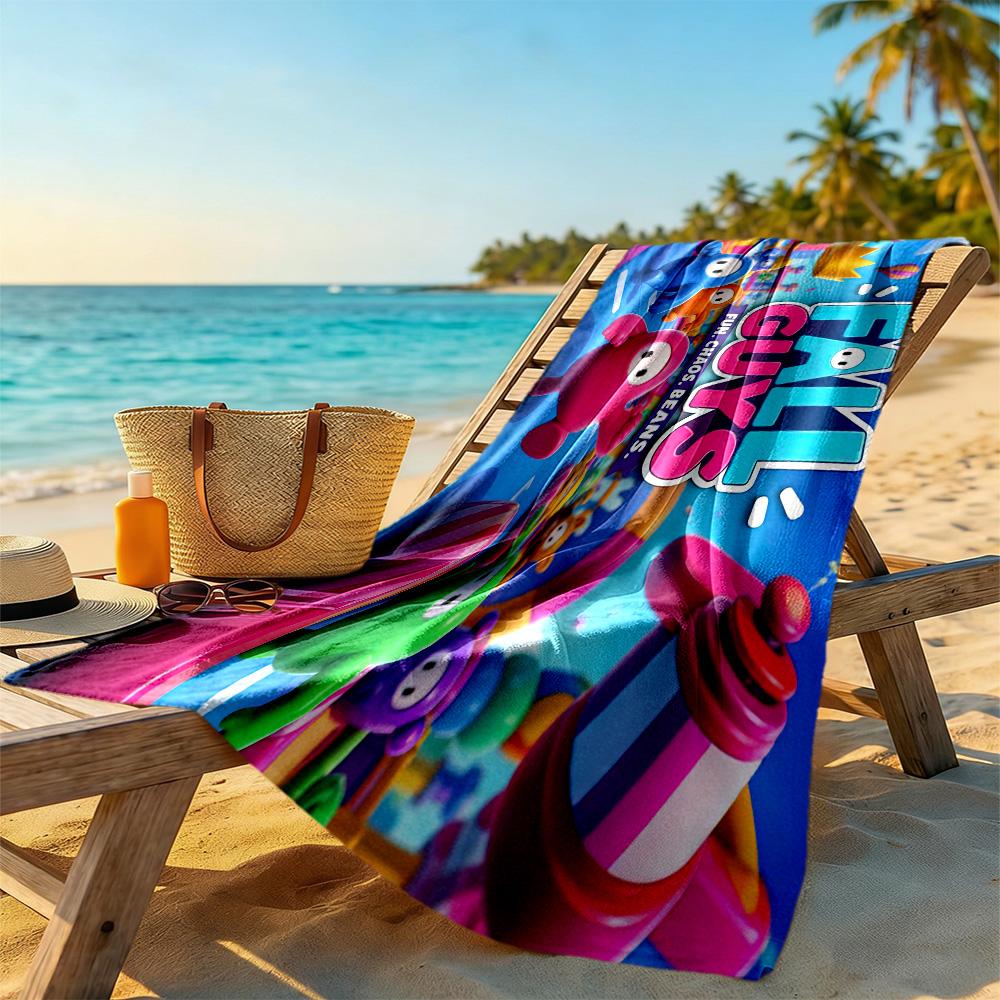 Fall Guys Adventure Beach Towel Quick-Dry Soft Microfiber Comfortable Lightweight Perfect for Traveling Yoga Camping and Swimming