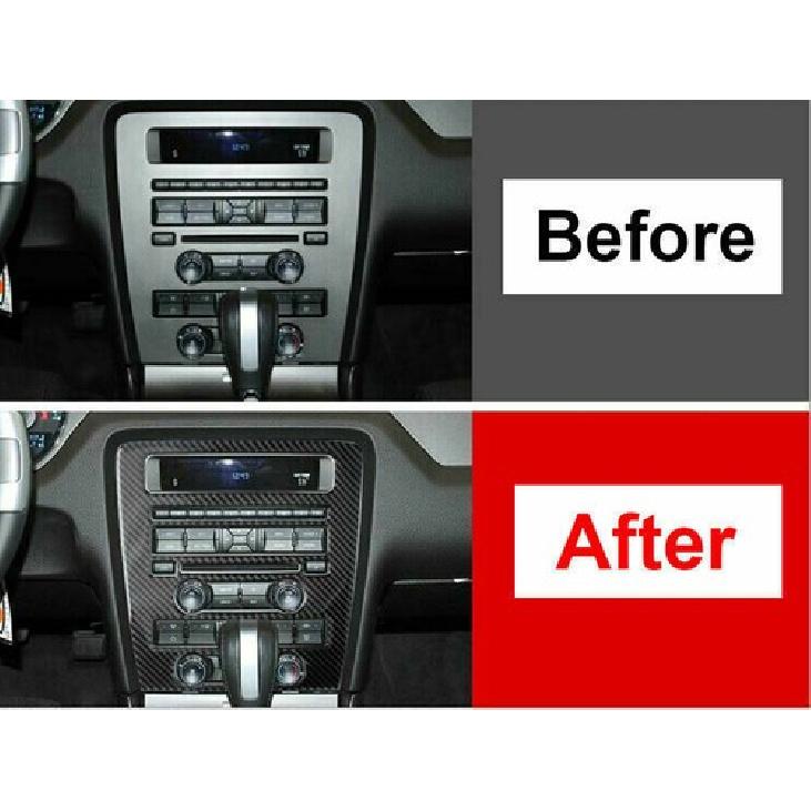 Carbon Fiber Center Navigation Radio Panel Trim Cover For Ford Mustang 2009-2013