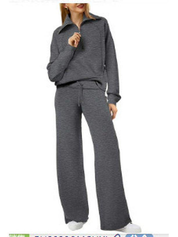 Повседневный спортивный костюм на осень/зиму: Толстовка на молнии и брюки широкого кроя