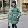Пуховик большого размера женская одежда корейская версия простого повседневного дизайна среднее и длинное пуховое свободное теплое простое пальто