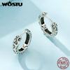 WOSTU 925 Sterling Silver Vintage Pattern Hoop Earrings Women Classicial Round Wedding Party Earring Pendientes Anniversary Gift