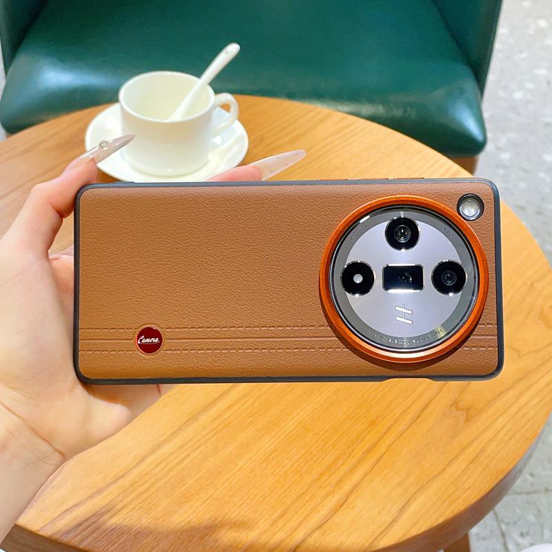 Противоударный чехол из кожи с двойной линией Leica для телефона OPPO Find X9 Ultra/Find X8S+