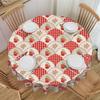 Scalloped Tomato  Tablecloth Round Oilproof Double Dot Red And Beige  Table Cloth Cover for Banquet 70 Inch