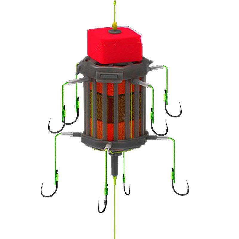 Клетка-ловушка с крючком для ловли толстолобика и белого амура на дне с плавающей откидной пластиной для донной ловли амура