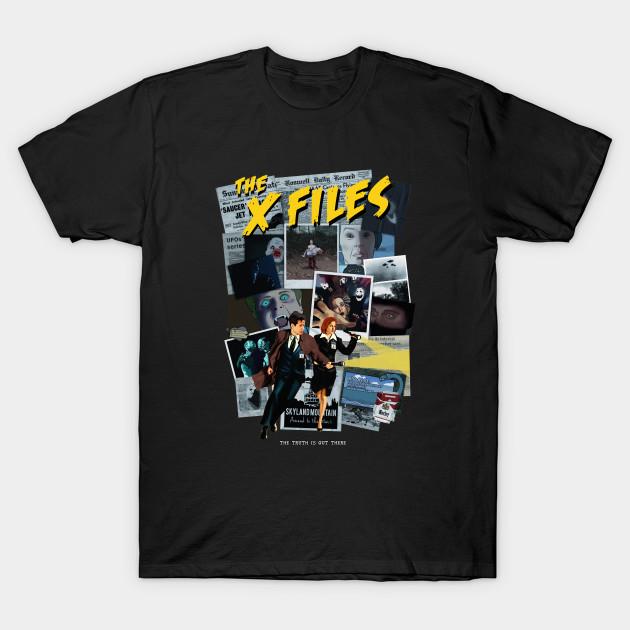 Men Black Print T-shirt The X Files / The Truth Is Out There No-Cut Transfer Paper Print Cotton Tshirt