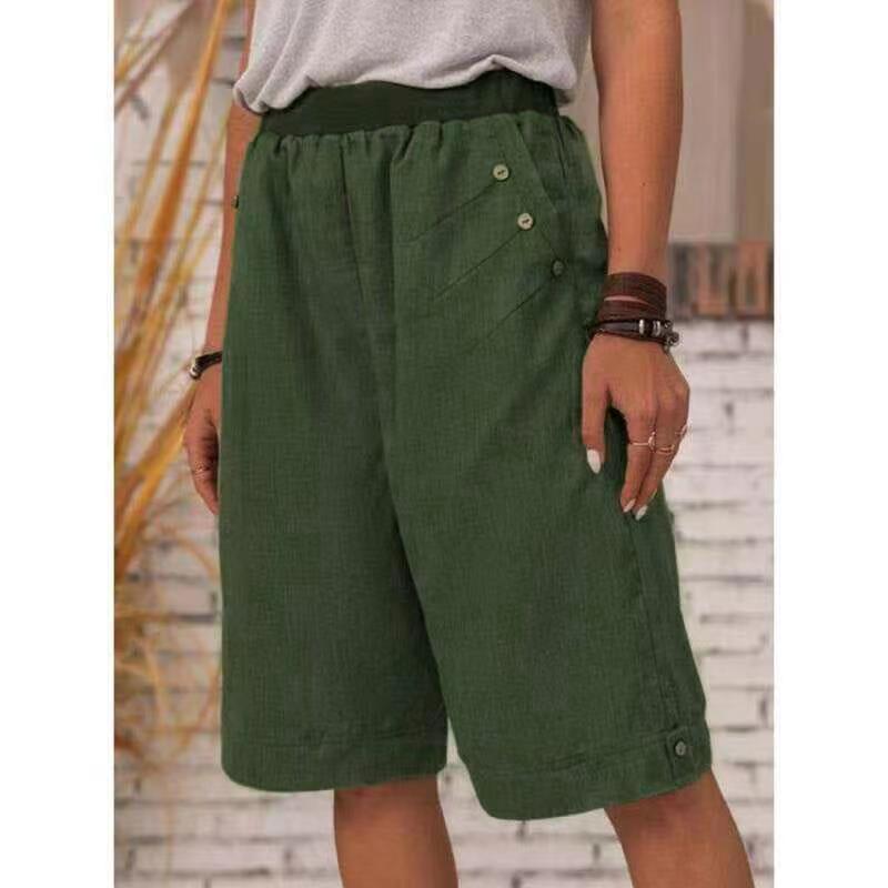 Cotton and Linen Shorts Five-point Pants Women's Casual Straight-leg Pants