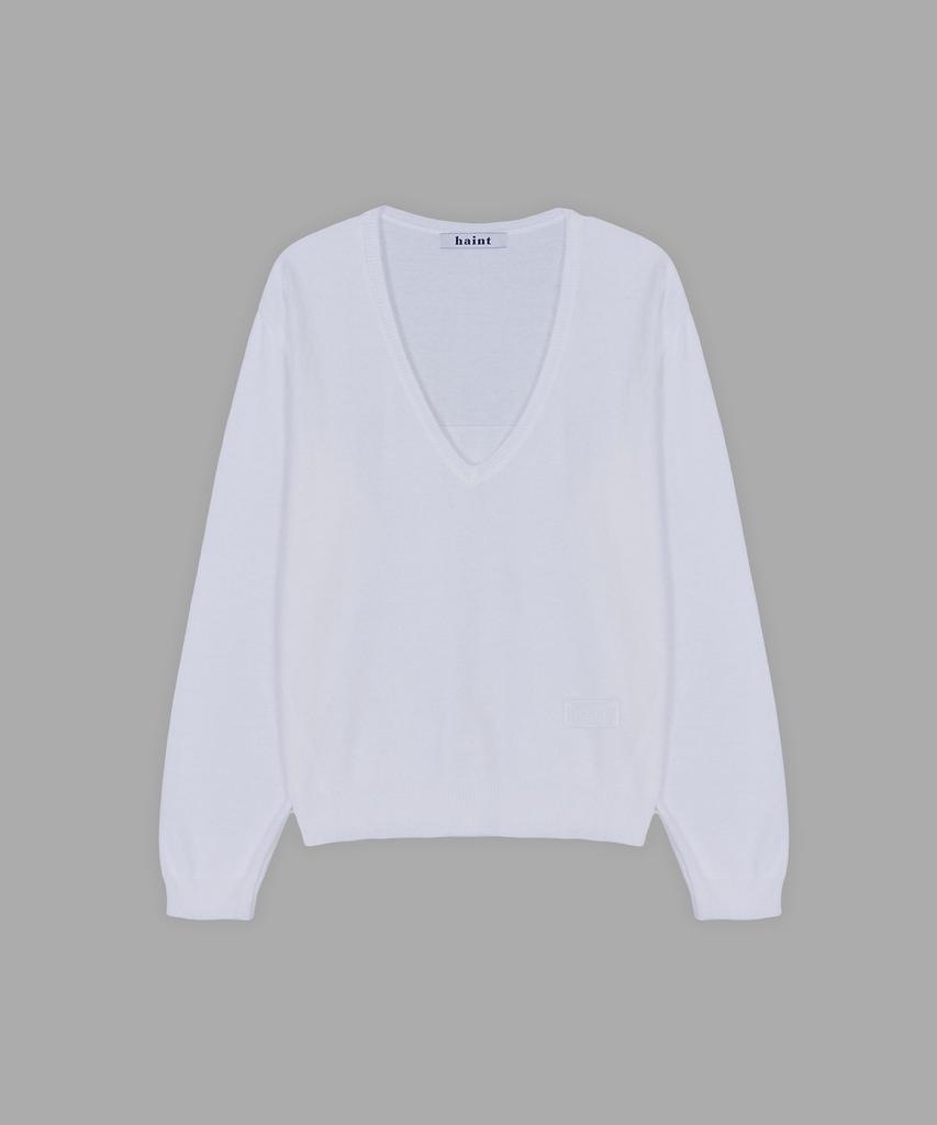 HAINT Luen Deep V_Neck Knit 3Col_Ivory