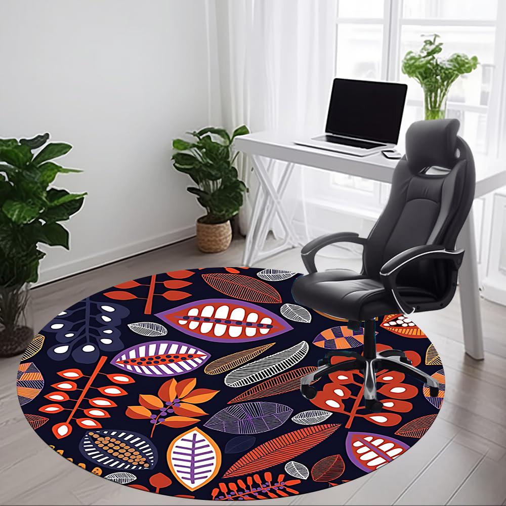 1 шт. Круглый ковер для офиса с узором из листьев, Коврик подходит для офиса, Под офисные стулья, Спальни, Гостиной, Домашнего декора, Декор комнаты