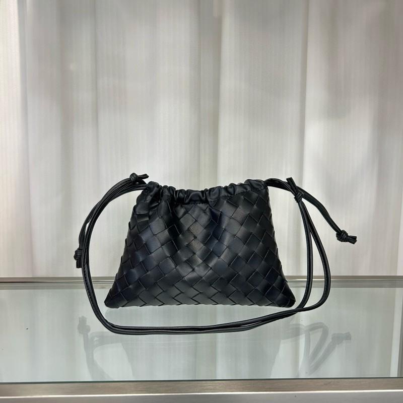Mini Woven Leather Cloud Bag Women Soft Square Crossbody Shoulder With Drawstring