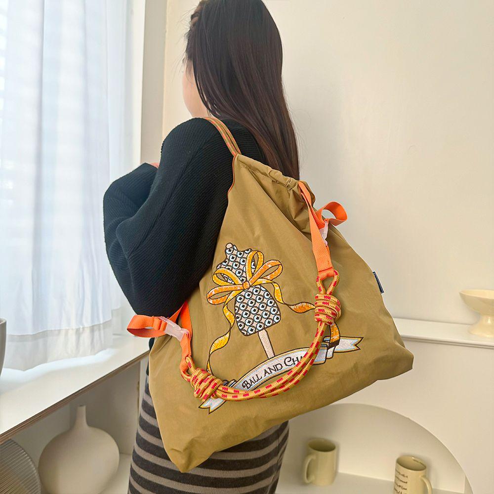 Экологичная вышитая сумка-тоут в японском стиле для женщин на весну/лето - Большая вместимость, на плечо/ручная/кроссбоди