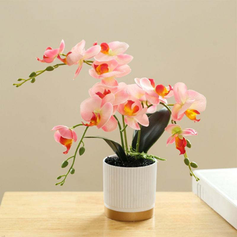 3 головы искусственная бабочка орхидея бонсай моделирование поддельные горшечные растения для дома, спальни, жизни