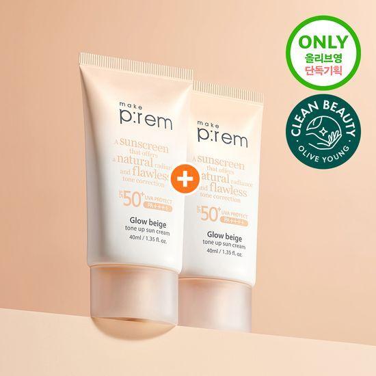 Make P:REM Glow Beige Tone-Up Sunscreen 40ml+40ml