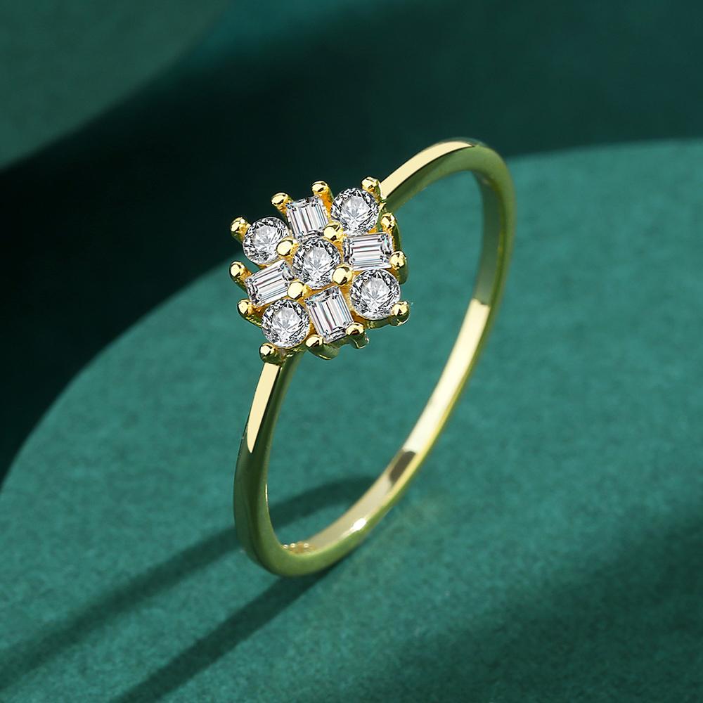 Роскошное кольцо с цветком, полное бриллиантов, золото 18 карат, парное кольцо для женщин, настоящее стерлинговое серебро с кристаллами, подарок на годовщину, ювелирные изделия