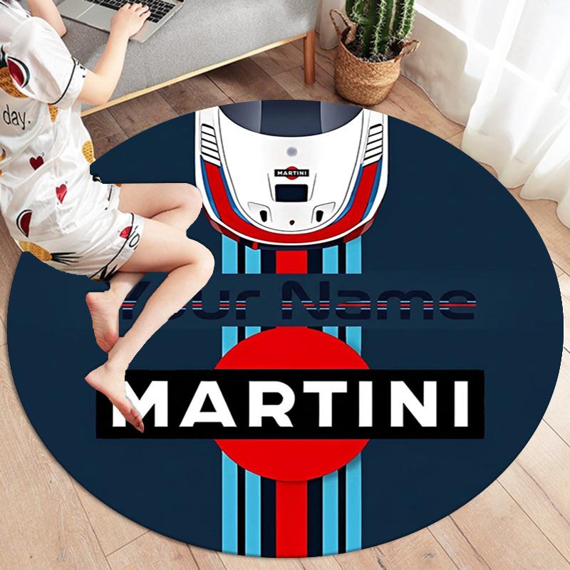 Martini Helmet Custom Name Round Area Rug Carpet Rug For Living Room Bedroom Sofa Playroom Decor Nonslip Floor Mat