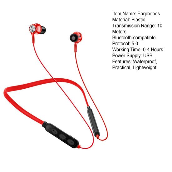 Wireless Earphones Hanging Neck Earbuds Stable Connection Wire Control Ergonomic Bluetooth-compatible Headphones