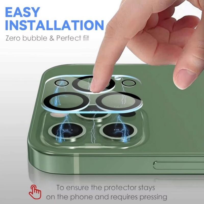 For iPhone 15 Pro/iPhone 15 Pro Max Camera Lens Protector WANLONFENG HD Clear Silk Printing Lens Film with Cleaning Cloth