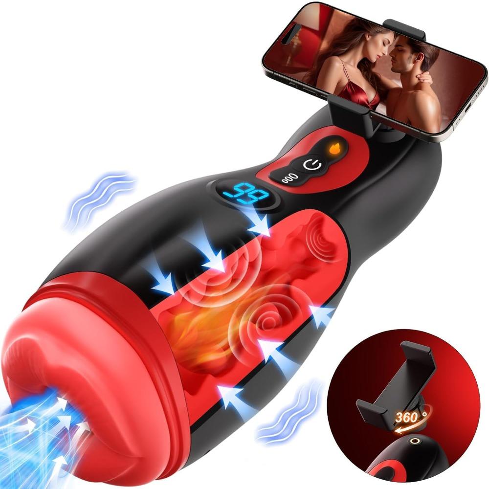 Male Masturbator Stroker with 9 Suction/Vibration Modes, APP Control, Heating | LCD Blowjob Toy for Men