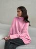 Women's Turtleneck Sweater Solid Color Loose Fit Pullover Knit Top Cozy Basic Layer Black