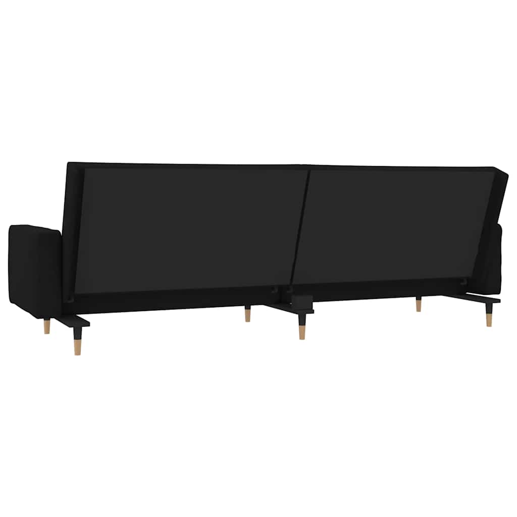 2 Seater Sofa Bed with 2 Cushions Black Velvet