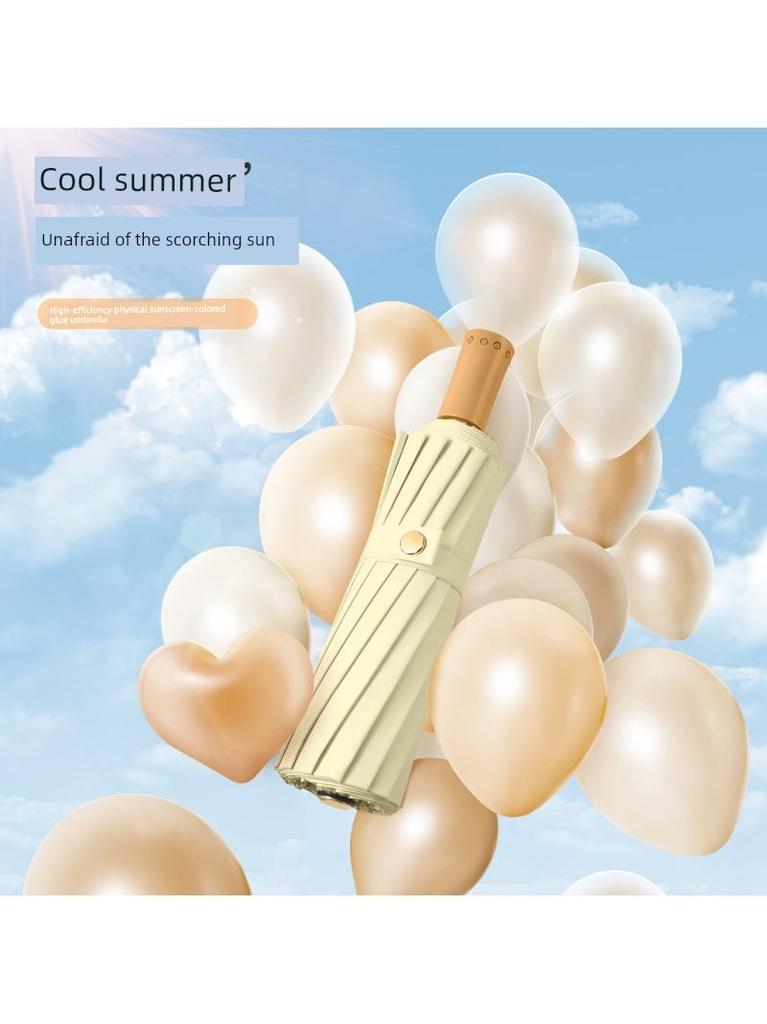 Solid Wood Colored Plastic Umbrella, Fully Automatic, Dual-Use for Sun and Rain, Sun Protection, Uv Protection, Foldable, Women's Style Sun Umbrella