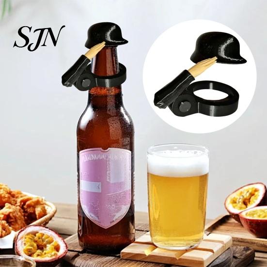 Fresh Drink Bottle Caps 2Pcs Funny Soldier Helmet Caps, Plastic Beer Toppers for Standard Themed Bottles, Reusable Salute Cap Party BBQ Novelty