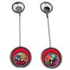[R1320] - Artisanal Earrings 'Columbine & Harlequin' Multicolored Red - 65x18 Mm
