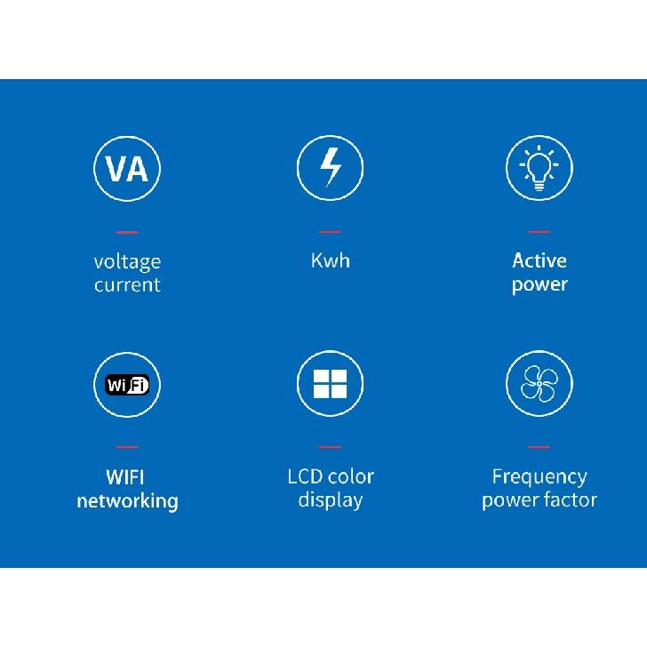 TUYA WiFi Удаленный монитор 6-в-1 AC 110V 220V 100A Напряжение Ток Коэффициент мощности кВтч Электроэнергия Частота Измеритель D52-2066