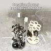 Toothbrush Holder Storage Stand High Stability Easy To Clean Compact Size Flower Shape Ceramic Storage Rack Multifunctional Toothbrush Holder