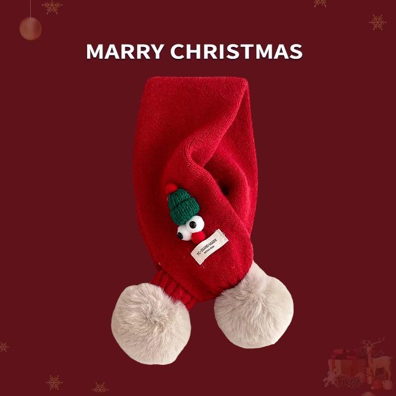 Детский шарф осень и зима новый рождественский мужской красный теплый детский шерстяной вязаный шарф для девочек утолщенный шарф