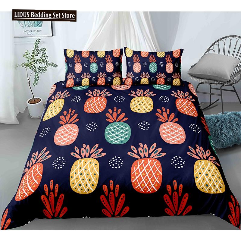 Fruit 3D Pineapple Fruit Pattern Duvet Cover Set King Queen Size Bedding Sets With Pillowcase For Boy Girl Polyester Bedding Set