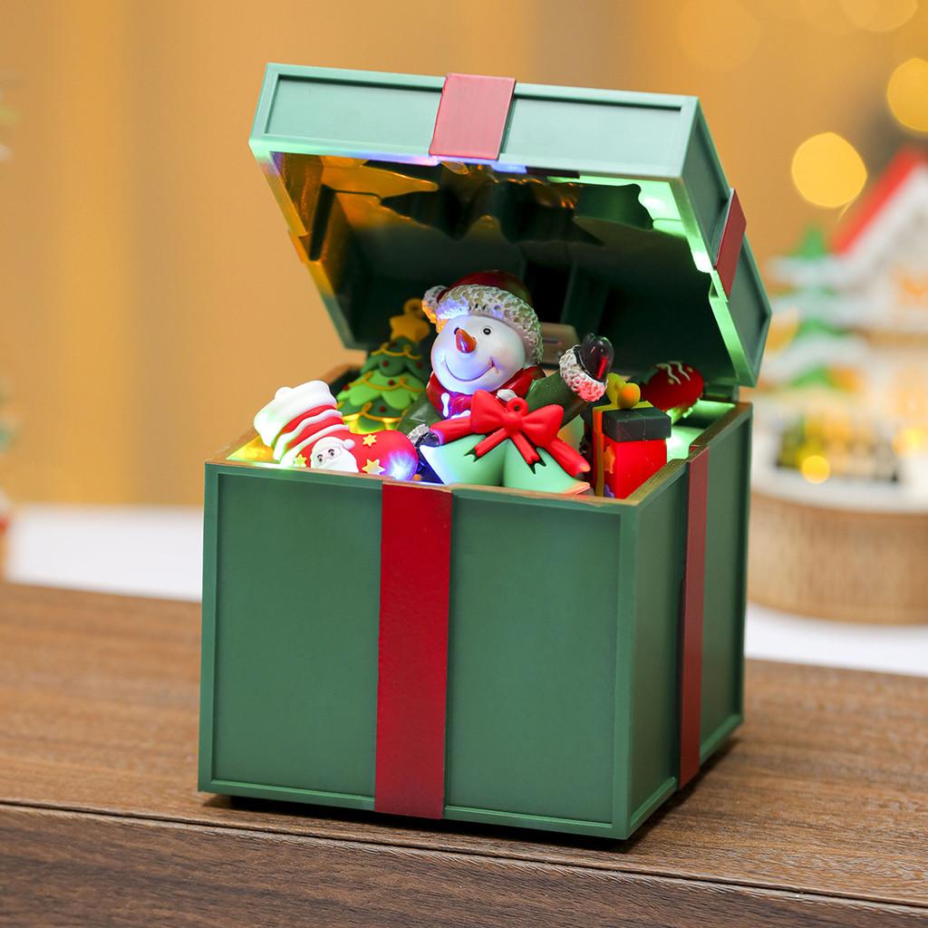 Snowman Santa Claus Gift Shape Design Music Box With Lighting For Christmas Decorations