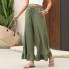 Summer New Loose Casual Thin Home Pants Women's Nine Points Pants Can Wear Outside Lotus Leaf Edge Pants Comfortable Home Clothes