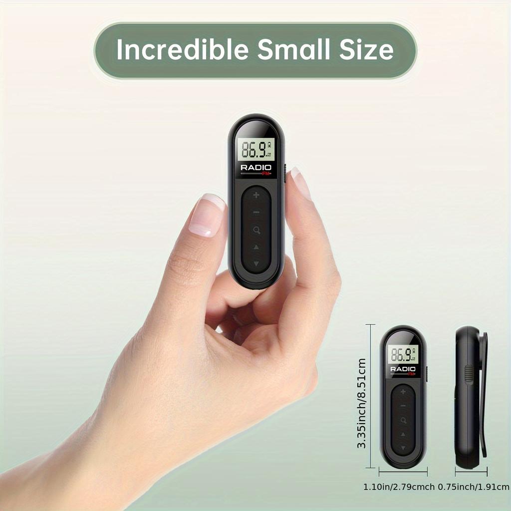[Mini Portable FM Radio] Rechargeable Mini Portable FM Radio with Clip - Suitable for Meetings, Tours- Comes with Earphones