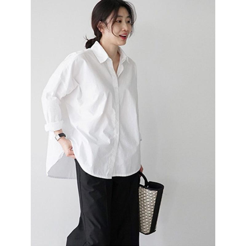 Повседневная женская рубашка Удобная и универсальная белая рубашка Женские топы Свободный повседневный дизайн Sense Niche Temperament Элегантный модный топ