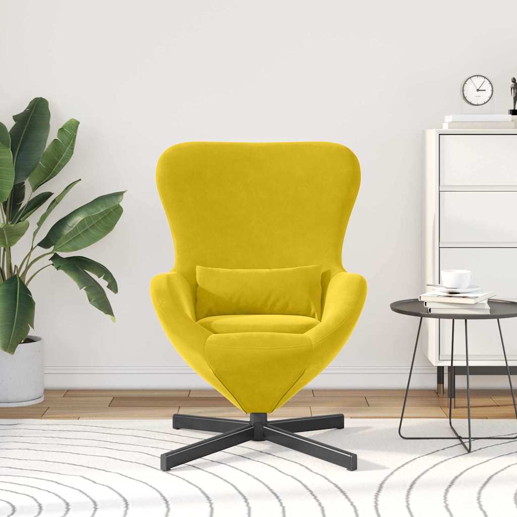 Egg Chair Yellow 63 x 73 x 90 cm Velvet